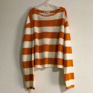 Yellow/orange and white striped sweater H&M